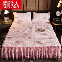 South Pole Thickened Color Weave Washed Cotton Bed Dress Pure Color Clip Cotton Side Bed Skirt Hood Bed Cover Protective Sleeve 2021 New