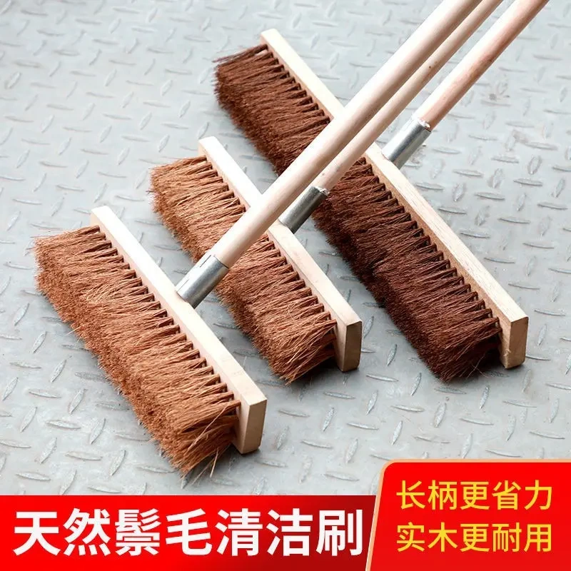 Long-Handled Brown Hair Brush, Floor Brush, Hard Floor Brush, Brown Silk Brush, Concrete Car Cleaning Brush, Wall Brush, Brown Brush for Cleaning