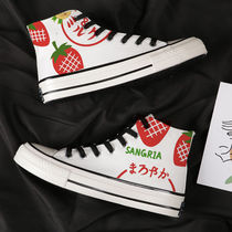 2023 Spring New Canvas Shoes Mens Japanese Milk Hokkaido Lactic Acid Bacteria Student Cartoon Couple White Shoes