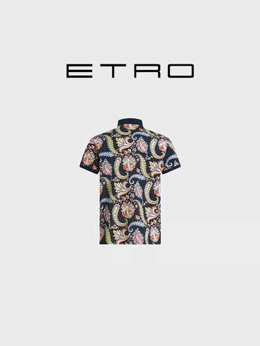 Etro 23 Весна и лето Новые мужские пори -цветочные текстура Контрастная полная рубашка с шариком
