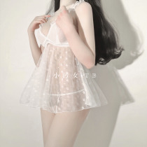 First love girl pure desire fairy milk white flower lace nightgown condole belt nightgown sexy perspective temptation
