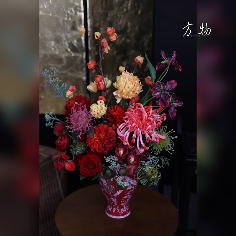 Chinese-Style Red High-Quality Artificial Flower Bouquet Original Design Housewarming Opening Gift New Year's Eve Flowers Wedding Room Decoration