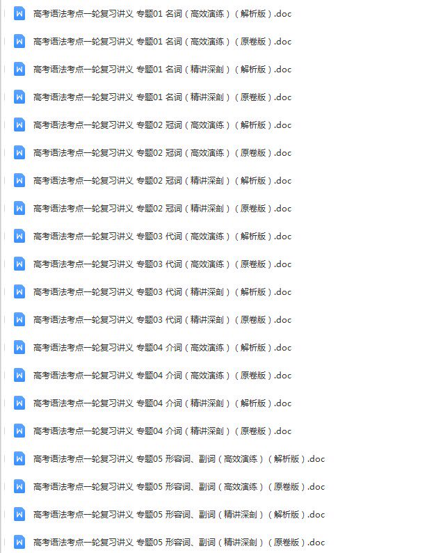 高中高考英语语法电子版复习讲义练习题专项训练试卷题word电子版