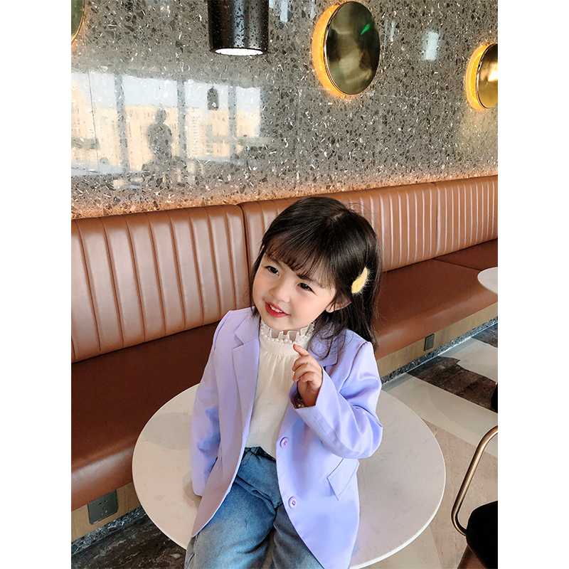 VioletChildren's wear 2021 girl spring new pattern early spring Blazer children Baby girl loose coat leisure time Foreign style jacket fashionable