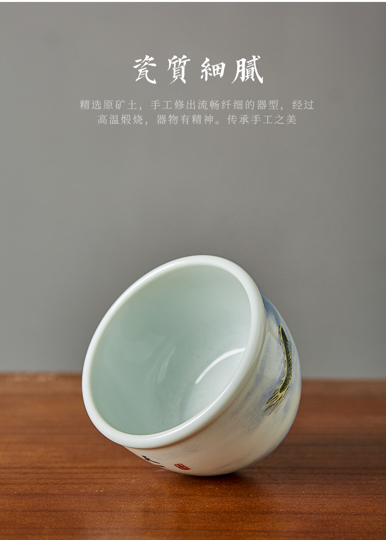 Shot incarnate the four great god beast cylinder cup of jingdezhen ceramic hand - made kung fu tea master cup single CPU individual cup by hand