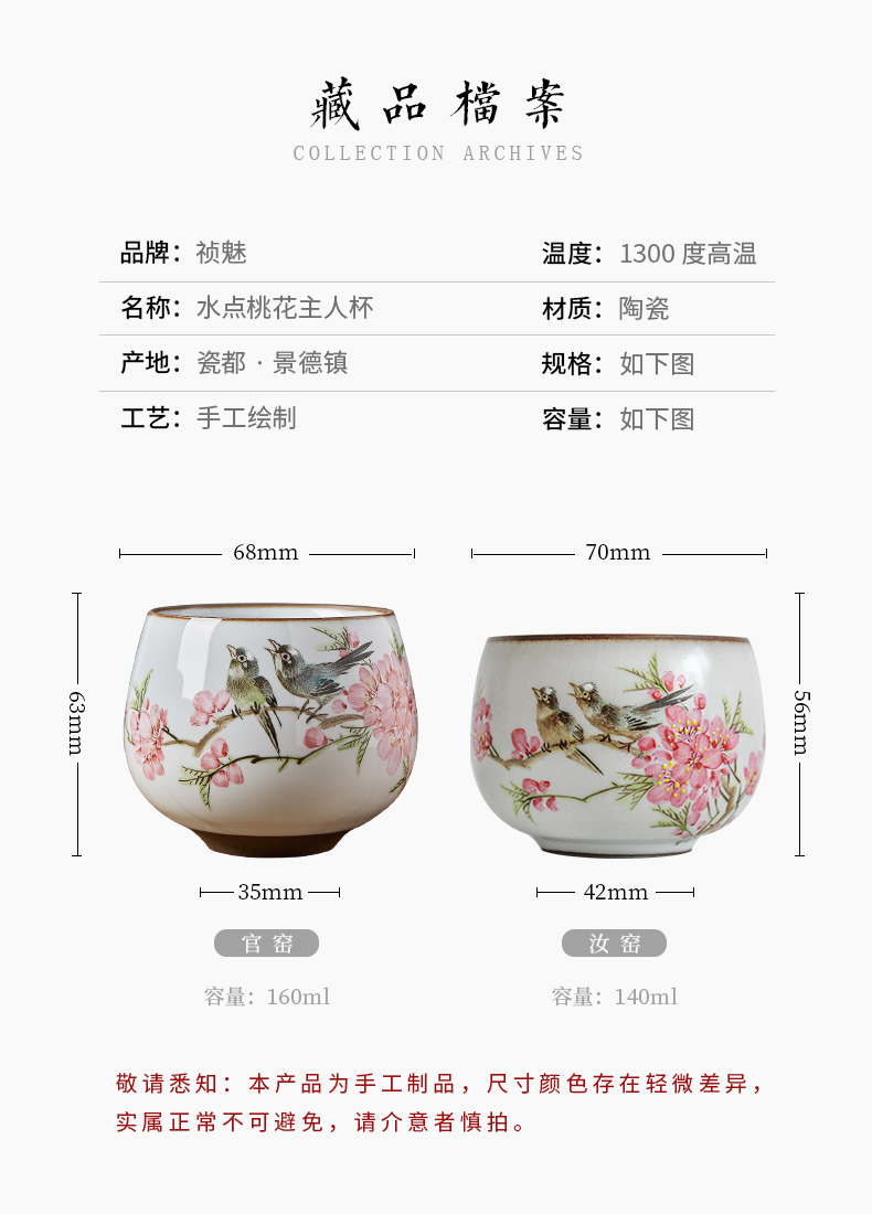 Shot incarnate all hand the up master cup of jingdezhen ceramic hand - made painting of flowers and kung fu tea set sample tea cup personal single CPU