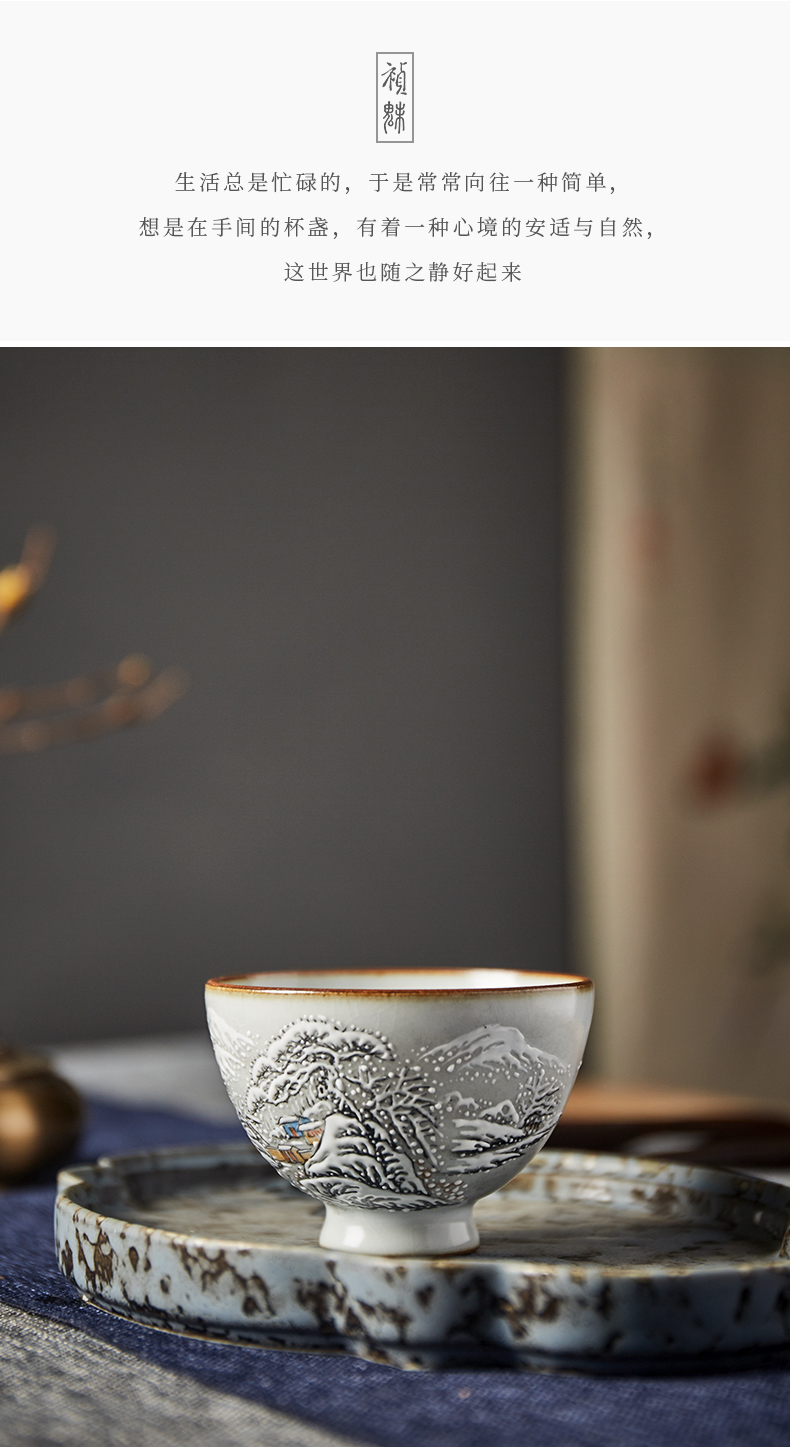 Shot incarnate the hand - made your up open piece of snow masters cup single CPU jingdezhen ceramic kung fu tea set personal cup sample tea cup