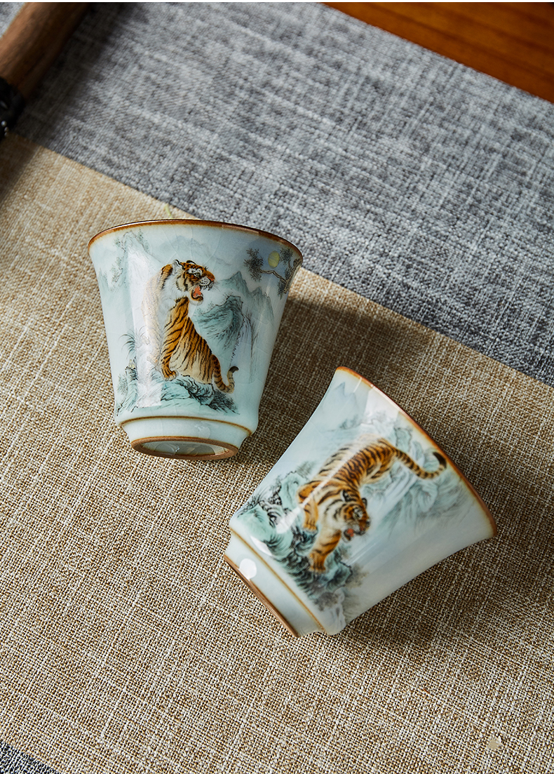 Shot incarnate your up hand - made tiger master cup single CPU jingdezhen ceramic kung fu tea set personal open sample tea cup