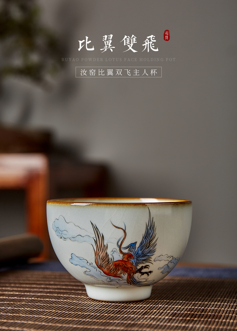 Shot incarnate your up hand draw a pair of lovebirds jingdezhen ceramic cups kung fu tea set personal sample tea cup master cup single CPU