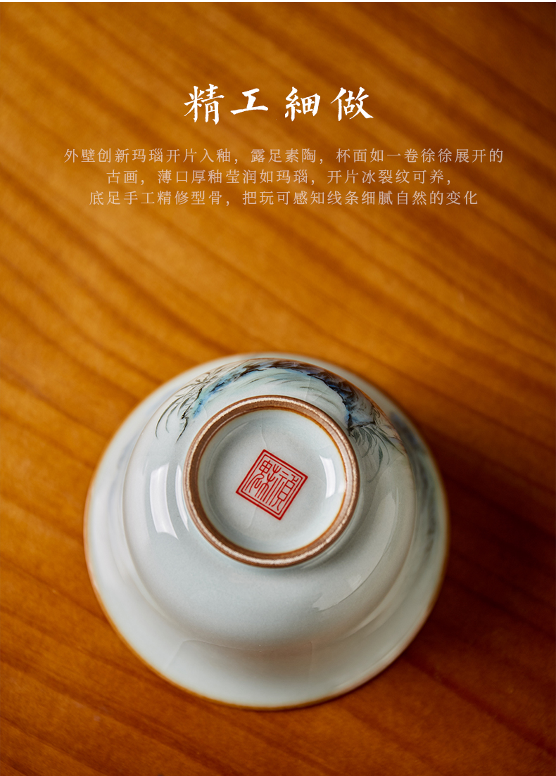Shot incarnate your up hand - made the tiger only three tureen jingdezhen ceramic kung fu tea tea bowl cover open tablets