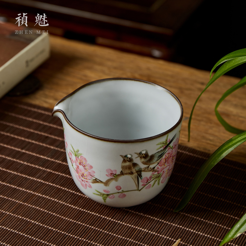 Shot incarnate your up hand - made peach blossom put water point large jingdezhen ceramic fair keller kunfu tea tea accessories points