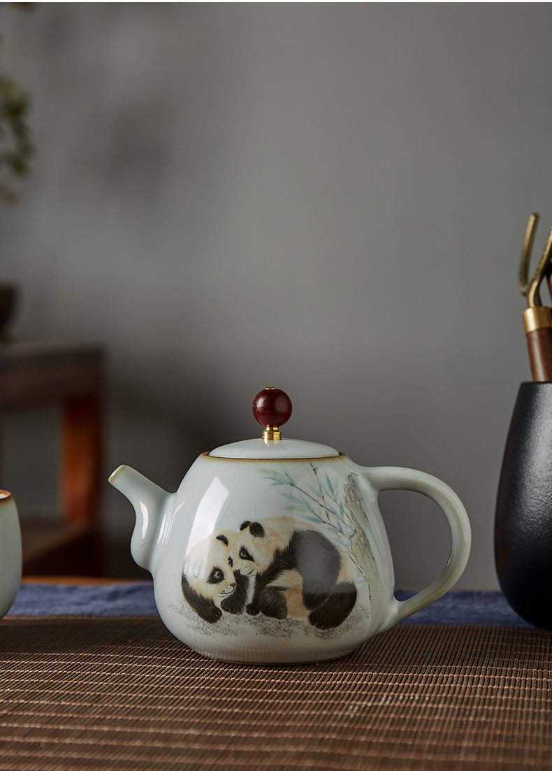 Shot incarnate your up hand - made panda jingdezhen ceramic teapot kung fu tea set household slicing can be a single pot teapot
