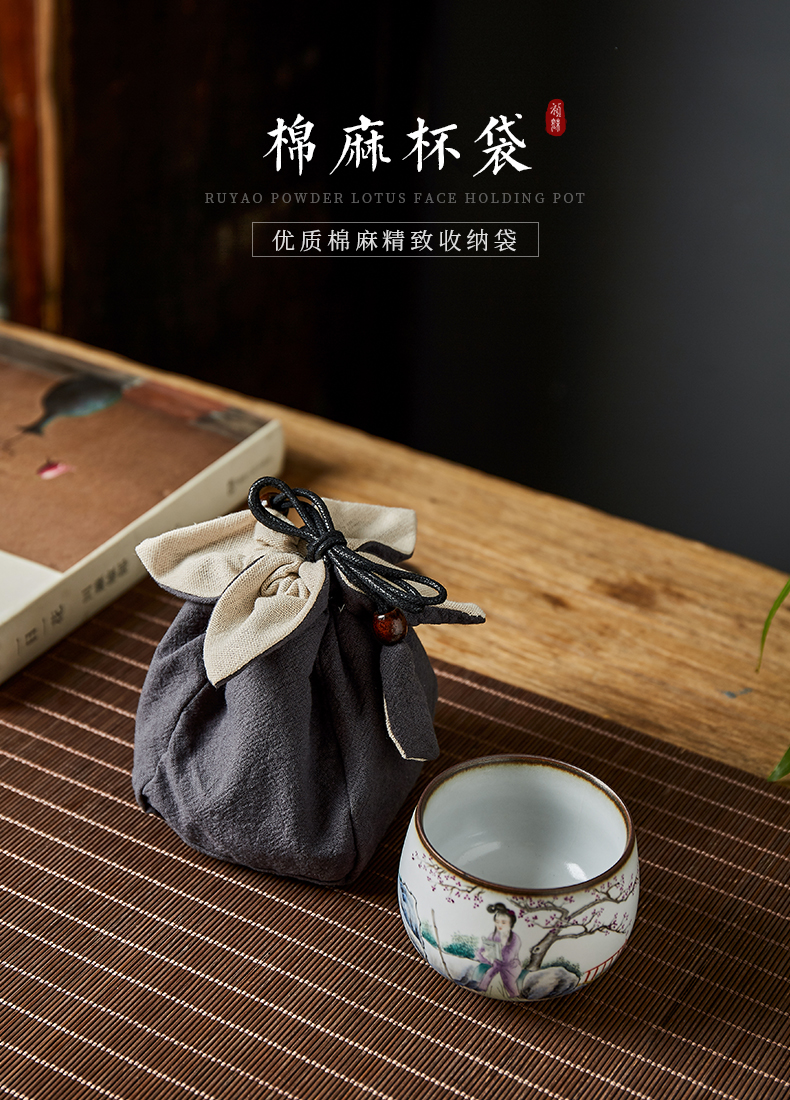 Jingdezhen cotton and linen master cup single cup travel bag portable cup set of tea cups more sample tea cup to receive package