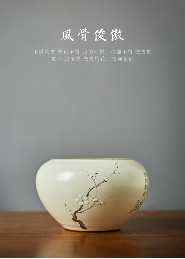 Shot incarnate your up hand - made name plum tea wash water jar jingdezhen ceramic kung fu tea set with parts built water washing