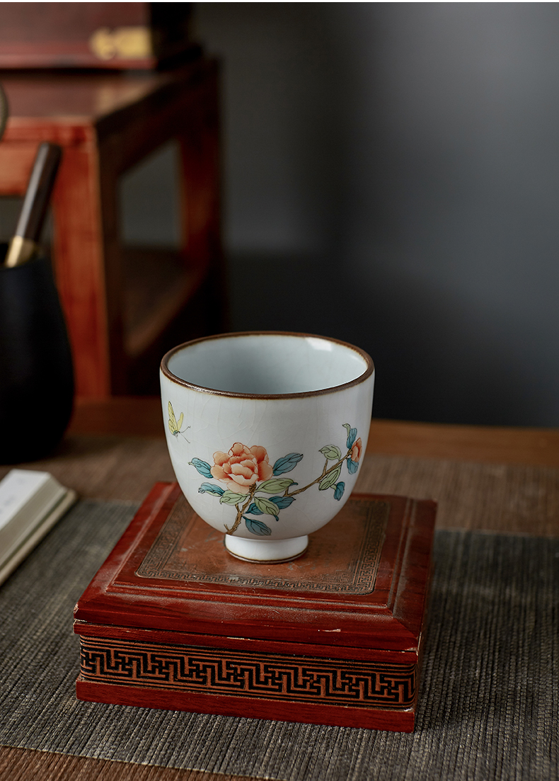 Shot incarnate your up hand - made rose jingdezhen ceramic cups kung fu tea master cup single CPU individual sample tea cup