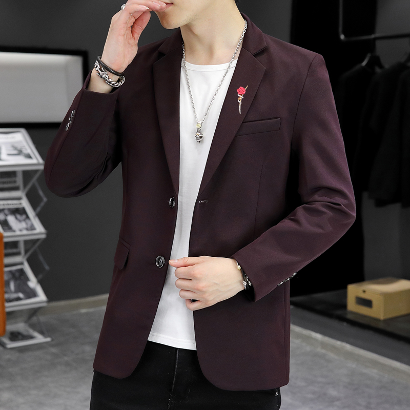 Spring and Autumn Leisure Two Button Small Suit Men's Handsome Jacket Suit Korean Trend Slim One-Piece Shirt