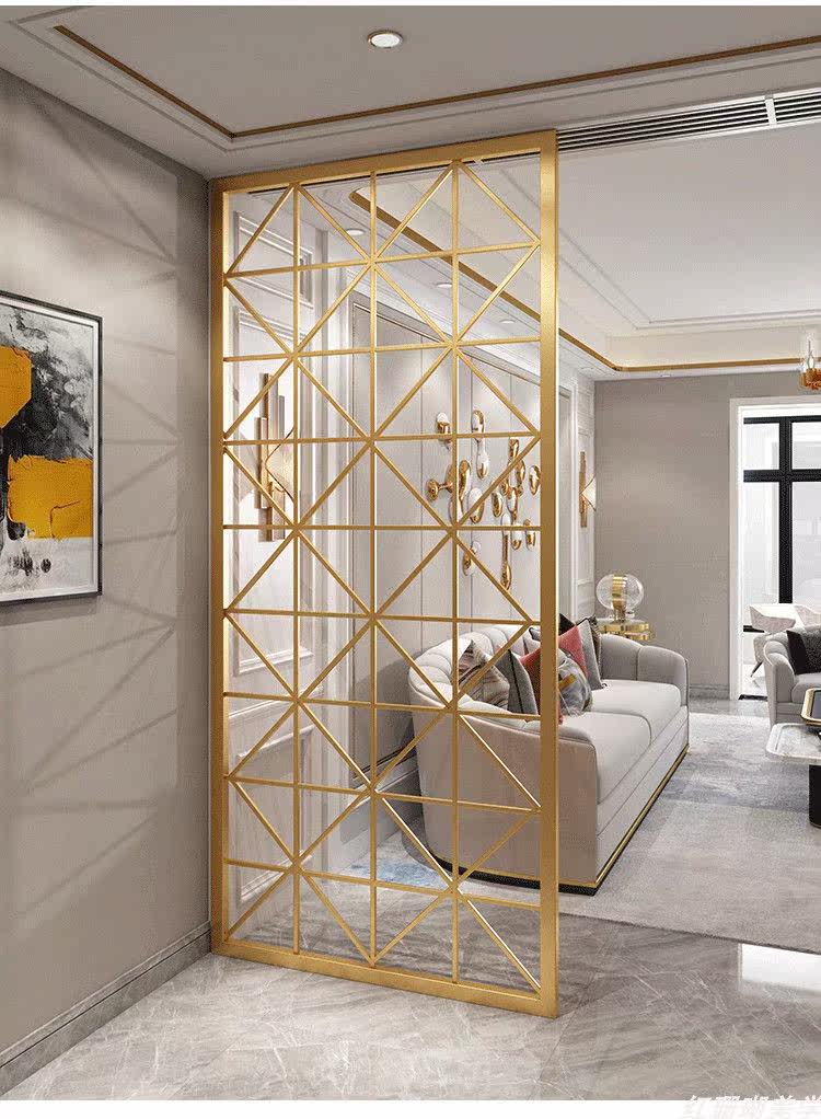 无锡金属屏风隔断客厅进门不锈钢拉丝金属轻奢现代玄关