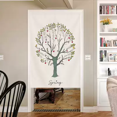 Fresh green plant Fitting room Powder room half curtain Nordic door curtain partition window punch-free decoration living room kitchen curtain
