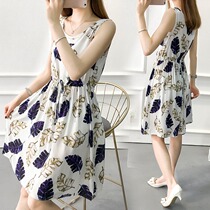 Small slim dress 2021 summer new cotton silk Bohemia seaside resort artificial cotton beach dress