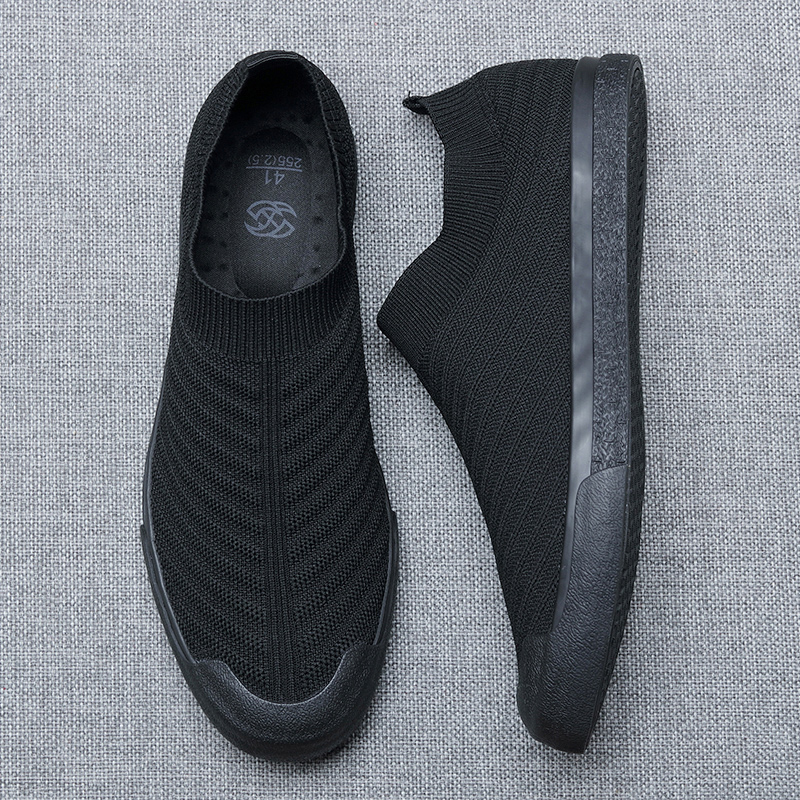 Summer shoes men's mesh shoes summer breathable men's shoes one foot casual shoes fly weaving socks shoes men's board shoes