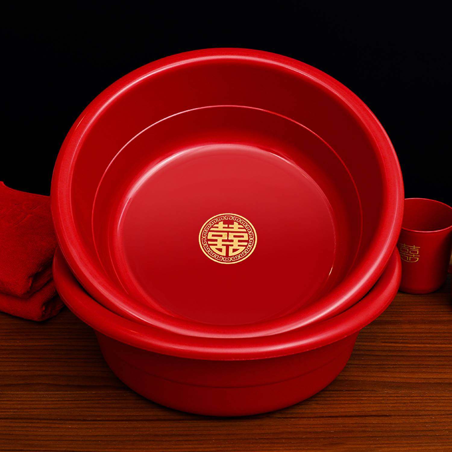 Marriage Supplies Grand total accompanied by red washbasin newcomer out of marriage wedding tub wedding wedding bride's house dowry washbasin 