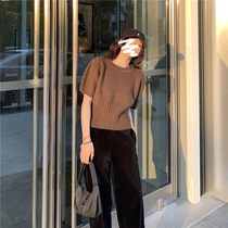 yaoxiaojie Miss Yao Lazy Loose Short Sleeve Sweater Women Autumn and Winter Pullover Knitting Top