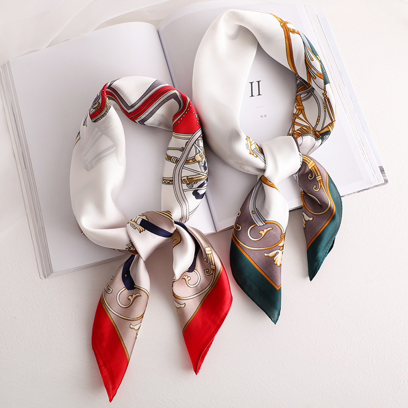 Workwear silk scarf women professional dress business workwear temperament small square scarf bib neck summer thin stewardess collar flower tide