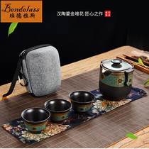 Banderas portable tea set travel set home a pot of three cups car kung fu tea set teapot making tea