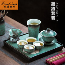 Japanese tea set set small set of four cups Zen teapot tea cup retro portable kung fu tea set tea tray home