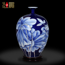 Jingdezhen ceramic hand-painted Lotus gold vase restaurant living room flower arrangement light luxury high-grade porcelain ornaments