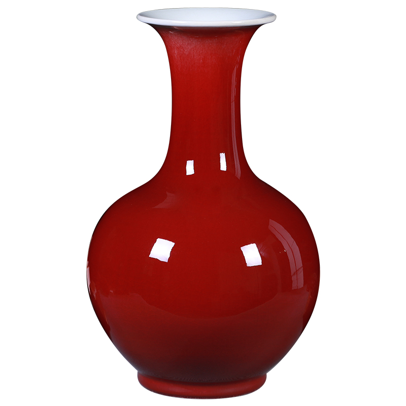 Ruby red vase Chinese style household, sitting room porch jingdezhen ceramics handicraft furnishing articles decorative porcelain flowers in marriage