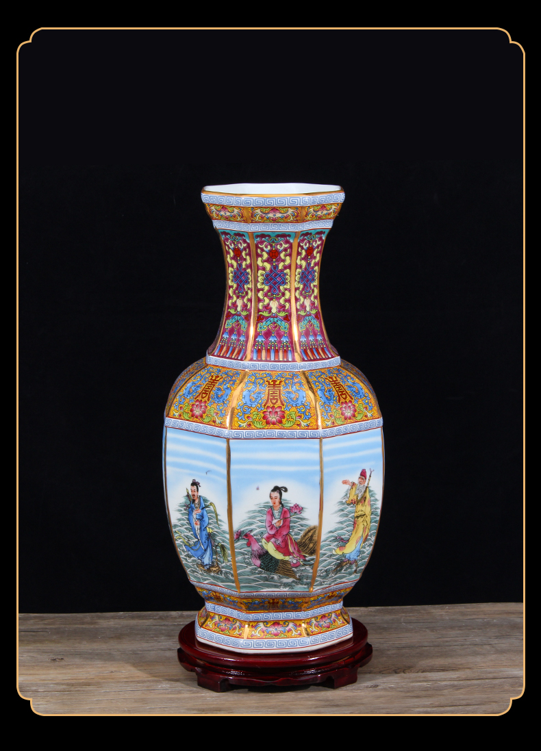 Archaize powder enamel vase jingdezhen ceramic bottle furnishing articles sitting room TV ark, rich ancient frame of new Chinese style decoration porcelain