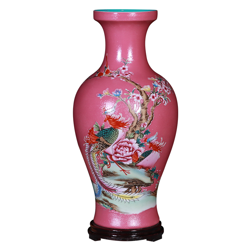 Jingdezhen famille rose porcelain vase trumpet furnishing articles sitting room TV ark, flower arranging water raise flower decoration