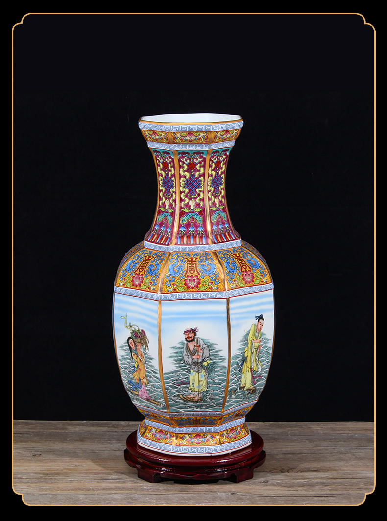 Archaize powder enamel vase jingdezhen ceramic bottle furnishing articles sitting room TV ark, rich ancient frame of new Chinese style decoration porcelain