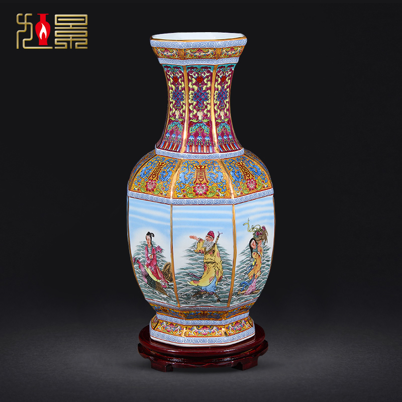 Archaize powder enamel vase jingdezhen ceramic bottle furnishing articles sitting room TV ark, rich ancient frame of new Chinese style decoration porcelain