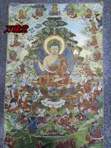 Tibetan Buddha statue Nepal thangka silk embroidery Brocade painting thangka embroidery living room Buddha painting Shakyamuni