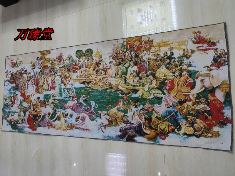 Ancient play character painting Cultural Revolution embroidery Su embroidered brocade silk bouquets of silk boutique decoration hanging painting Wang's mother He Shou Tutu