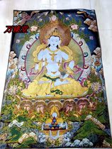 Tibetan Buddhist statues Donka embroidery silk embroidered silk brocade painting Tibet Donka to worship Buddha statue of King Kong