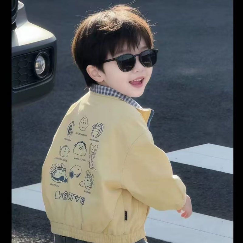 Children's Jacket 2026 Spring and Autumn New Style Boys' Reversible Jacket Toddler Plaid Jacket Trendy Children's Jacket 2026 Spring and Autumn New Style Boys' Reversible Jacket Toddler Plaid Jacket Trendy