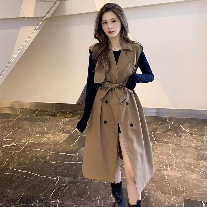 Middle and long vest dress woman 2021 new Han edition small lean wear coat woman