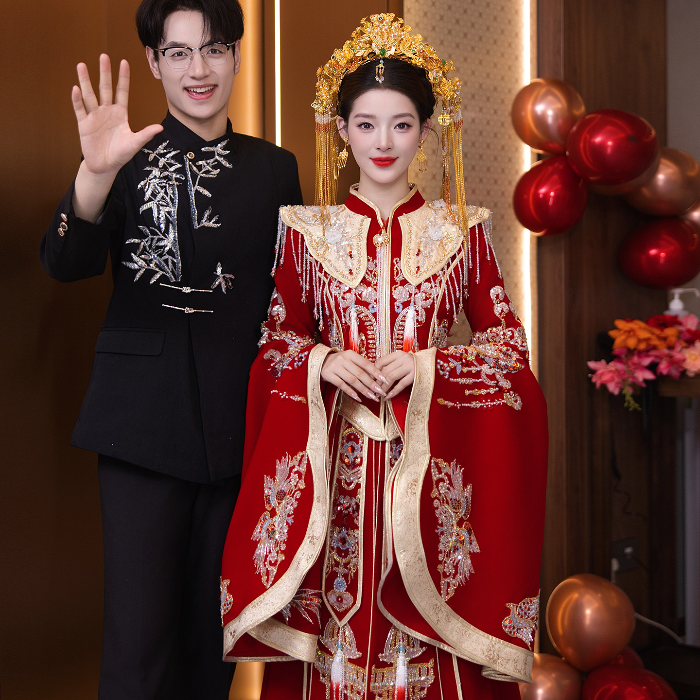 Тяжелая промышленность Hanfu Xiuhe Clothing 2025 новая свадьба Фэнгуанься, свадебное платье высокого класса в китайском стиле, бархатное свадебное платье для тостов