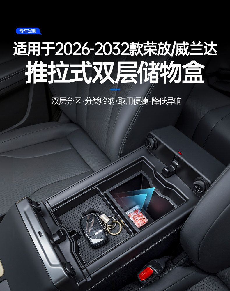 Suitable for 26 Models of Toyota Rav4 and Wildlander Center Console Armrest Storage Box, Rav4 Double-Layer Storage Box Supplies — تصویر 1