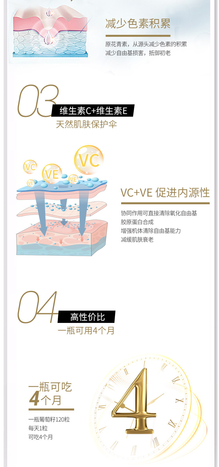 澳洲herbsofgold黃金草本葡萄籽花青素精華片非膠囊維生素e提取物