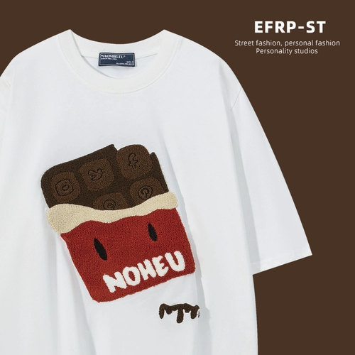 Кусочек шоколада | Дизайнерский бренд | Мужская футболка с короткими рукавами и вышивкой EFRP, лето 2024, новый стиль