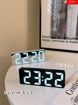 In small alarm clock dorm desktop LED night light mirror electronic clock silence time fixture digital desktop watch