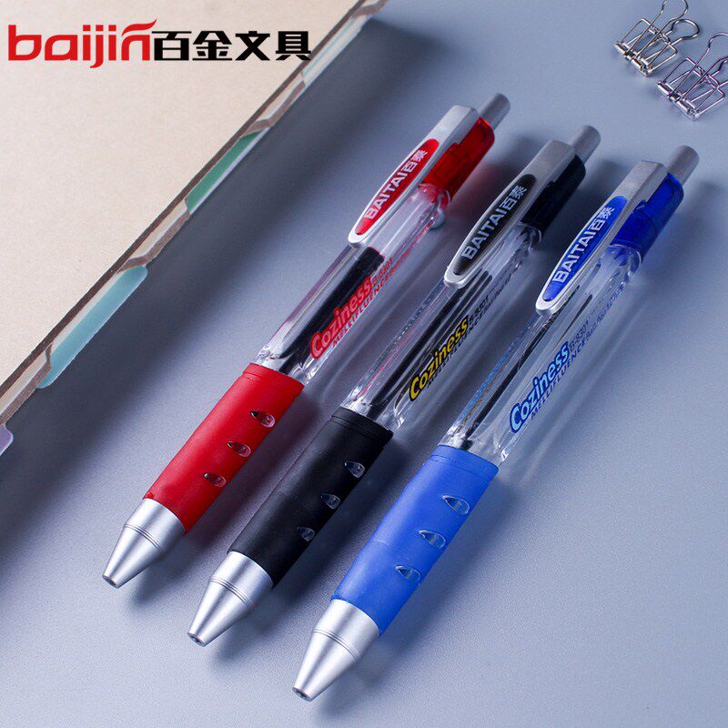 100 Thai press-type ball-point pen black blue red 1 0 student office stationery oil pen signature pen atom refill