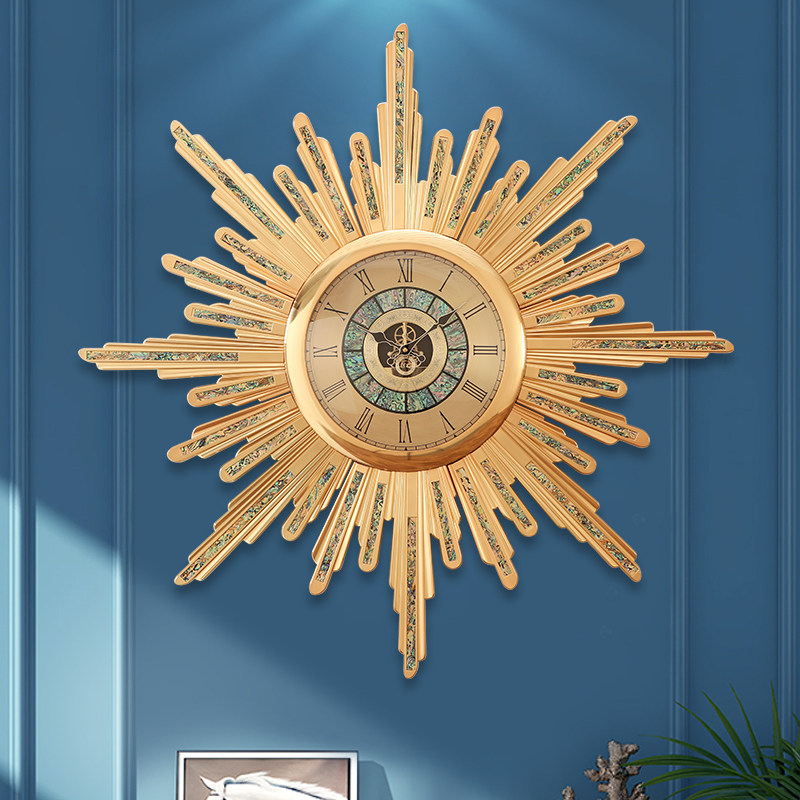 Light extravagant living room big hanging bell household fashion 2023 new clock metal upscale villa atmospheric sun watch-Taobao