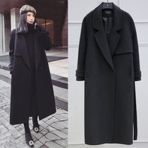 Winter Great Code Female Dress Fat Sister with Thin Temperament Hair Korean Ensemble Coat Woman with Cocoon Type Thickened Jacket Woman
