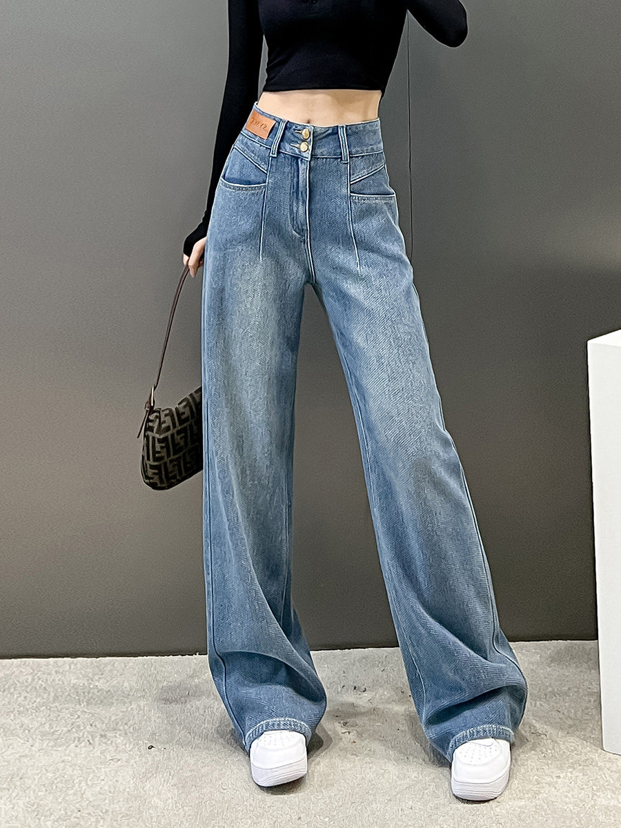 HIGH-WAISTED STRAIGHT-LEG WIDE-LEG JEANS WOMENS FALL|WINTER 2024 NEW LOOSE AND THIN PEAR-SHAPED BODY DESIGN
