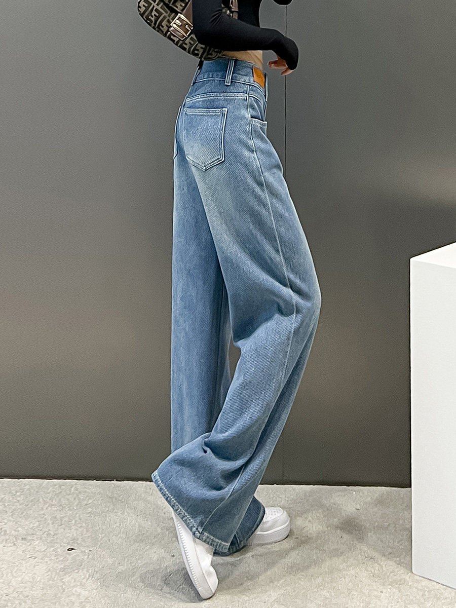 HIGH-WAISTED STRAIGHT-LEG WIDE-LEG JEANS WOMENS FALL|WINTER 2024 NEW LOOSE AND THIN PEAR-SHAPED BODY DESIGN
